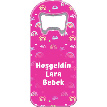 Pembe Fonda Mini Gökkuşağı Temalı Uzun Magnet Açacak