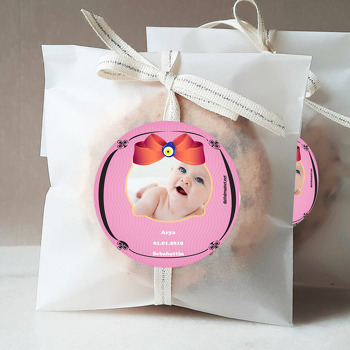 Pembe Fonlu Nazar Papyon Temalı Bebek Sticker