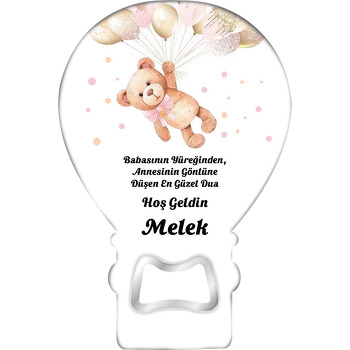 Pembe Gold Balonlu Ayı Temalı Balon Magnet Açacak