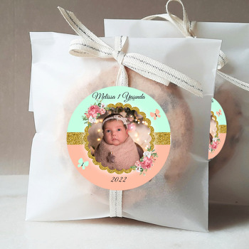 Pembe Gül ile Gold Simli Çerçeve Temalı Sticker