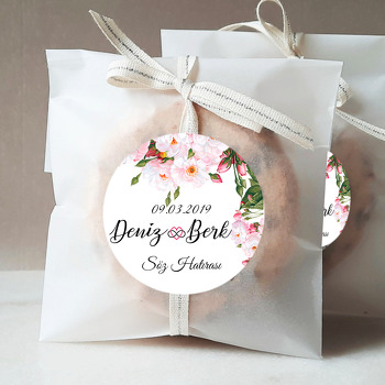 Pembe Gül Temalı Söz Nişan Nikah Sticker