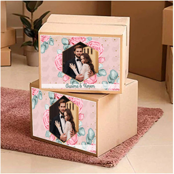 Pembe Güller ile Geometrik Fonda Gold Simler Temalı Sticker