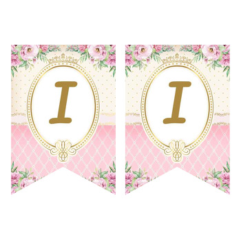 Pembe Güller ile Gold Puantiyeli Fon Temalı Flama Banner