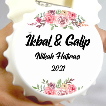 Pembe Güller ile Yapraklar Temalı Kapak Şekilli Magnet Açacak