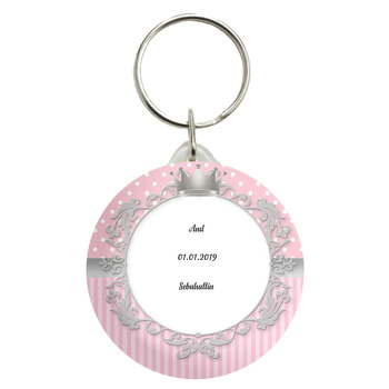 Pembe Gümüş Taç Temalı Anahtarlık