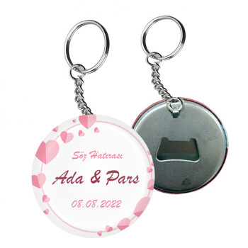 Pembe Kağıt Kalp Temalı Arkası Açacak Anahtarlık