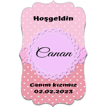 Pembe Kalp ile Puantiye Fon Temalı Özel Kesim Magnet