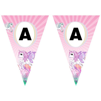 Pembe Kanatlı Unicorn Temalı Parti Banner