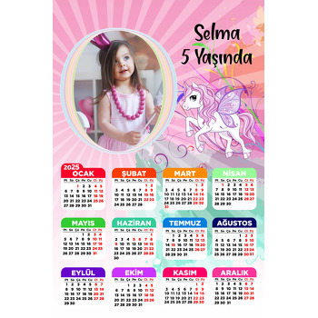 Pembe Kanatlı Unicorn Temalı Takvim Magnet