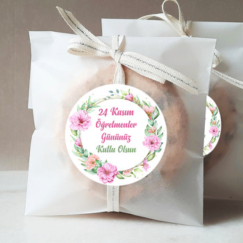 Pembe Karanfiller ile Öğretmen Tebriğİ Temalı Sticker
