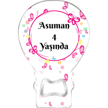 Pembe Kelebekler Temalı Balon Magnet Açacak