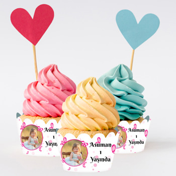 Pembe Kelebekler Temalı Cupcake Sargısı