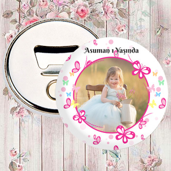 Pembe Kelebekler Temalı Resimli Magnet Açacak