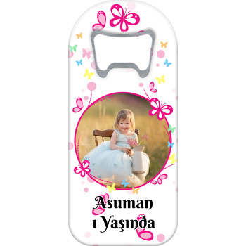 Pembe Kelebekler Temalı Uzun Resimli Magnet Açacak
