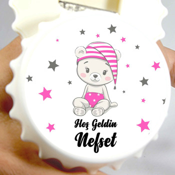 Pembe Kukuletalı Ayıcık Temalı Kapak Şekilli Magnet Açacak