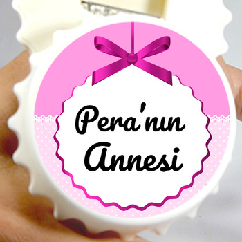 Pembe Kurdele ile Puantiye Fon Temalı Kapak Şekilli Magnet Açacak