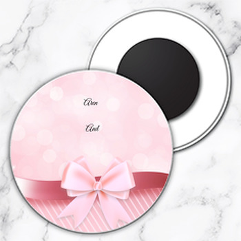 Pembe Kurdele Temalı Söz Nişan Nikah Daire Plastik Magnet