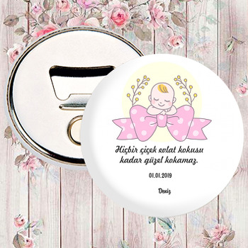 Pembe Kurdele ve Bebek Temalı Magnet Açacak