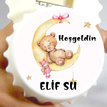 Pembe Kurdeleli Ayda Ayıcık ile Oyuncak Temalı Kapak Şekilli Magnet Açacak