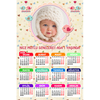 Pembe Kuş Temalı Magnet Takvim