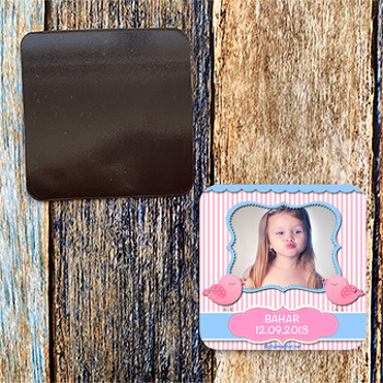 Pembe Kuşlar Temalı Magnet