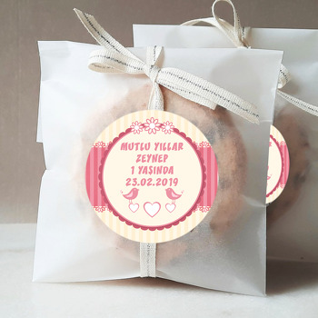 Pembe Kuşlar Ve Çiçekler Temalı Sticker