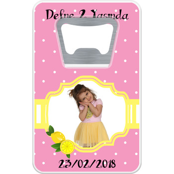 Pembe Limon cTemalı Dikdörtgen Magnet Açacak