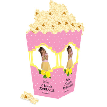 Pembe Limon Temalı Fotoğraflı Popcorn Kutusu
