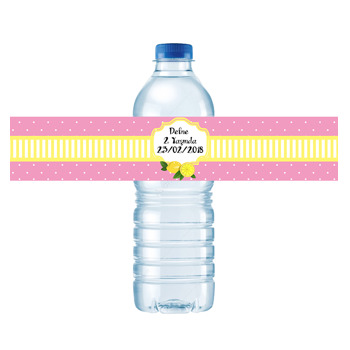 Pembe Limon Temalı Su Şişesi Etiketi