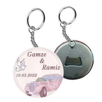 Pembe Limuzin ile Güvercin Temalı Arkası Açacak Anahtarlık