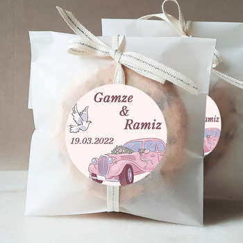 Pembe Limuzin ile Güvercin Temalı Sticker