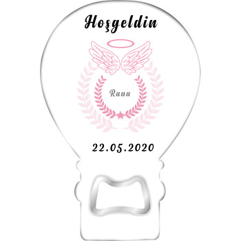 Pembe Melek Kanadı Hoşgeldin Bebek Temalı Balon Magnet Açacak