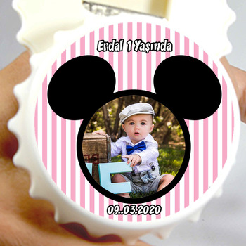 Pembe Mickey Maouse Çerçeveli Kapak Şeklinde Magnet Açacak