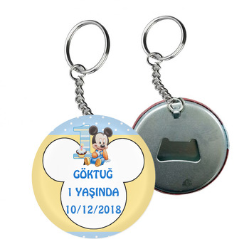 Pembe Mickey Temalı Arkası Açacak Anahtarlık