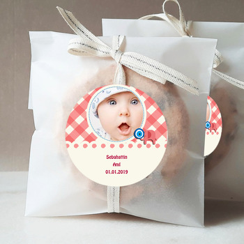 Pembe Miniş Fil Temalı Bebek Sticker