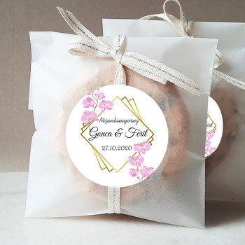 Pembe Orkide Temalı Söz Nişan Nikah Sticker
