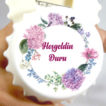 Pembe Ortancalar Temalı Beyaz Kapak Şekilli Magnet Açacak