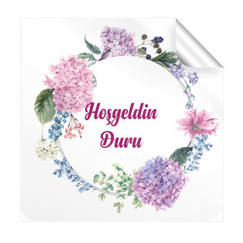 Pembe Ortancalar Temalı Kare Parti Etiket