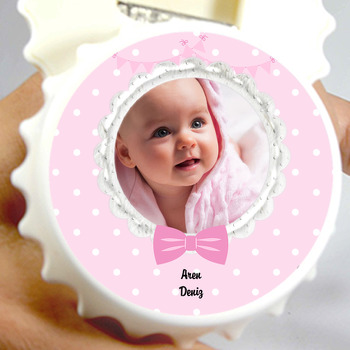 Pembe Papyon Temalı Bebek Kapak Şekilli Magnet Açacak