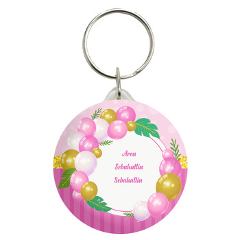 Pembe Parlak Balonlar Temalı Anahtarlık
