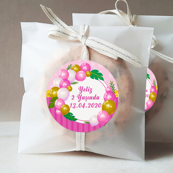 Pembe Parlak Balonlar Temalı Sticker