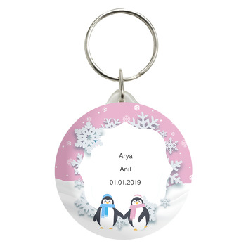 Pembe Penguen Temalı Anahtarlık