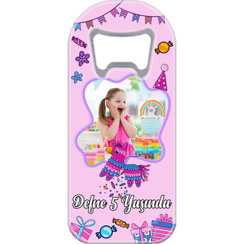 Pembe Pinyata ile Pembe Fon Temalı Resimli Uzun Magnet Açacak