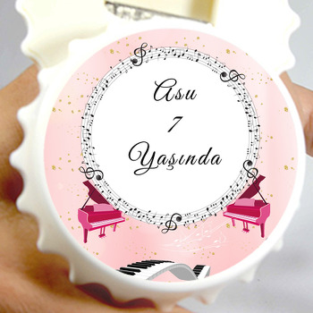 Pembe Piyano Temalı Kapak Şekilli Magnet Açacak