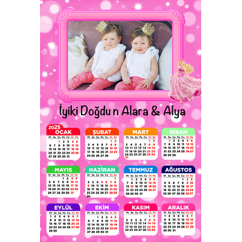 Pembe Prenses Temalı Takvim Magnet
