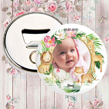 Pembe Safari Temalı Resimli Magnet Açacak