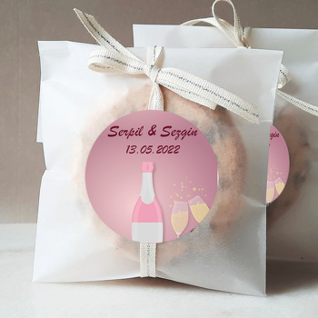 Pembe Şampanya Temalı Sticker