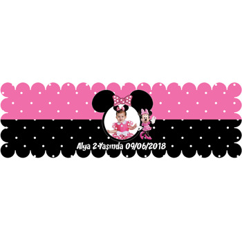 Pembe Siyah Minnie Mouse Temalı Peçete Sargısı