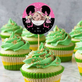 Pembe Siyah Minnie Mouse Temalı Resimli Kürdan Süs