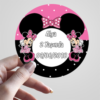 Pembe Siyah Minnie Mouse Temalı Sticker